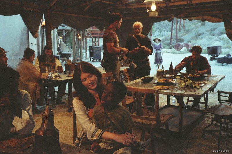 Diner scene in a desert outpost
