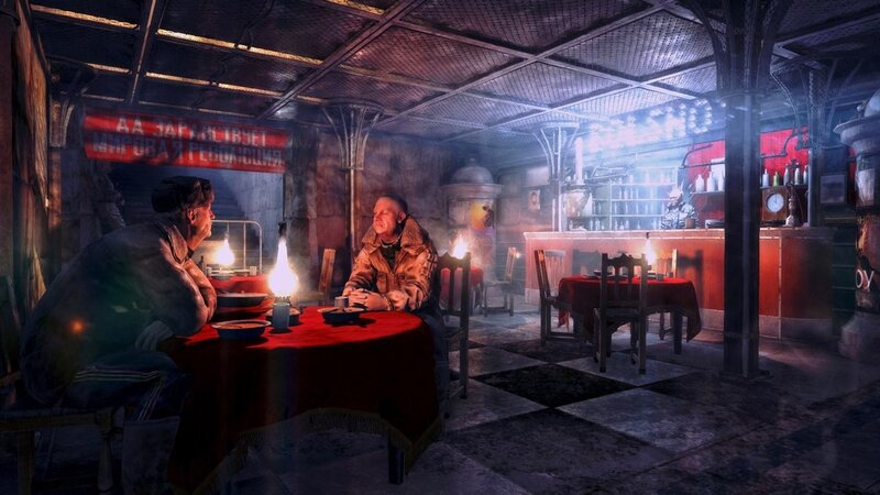 diner scene in a post-apocalyptic setting