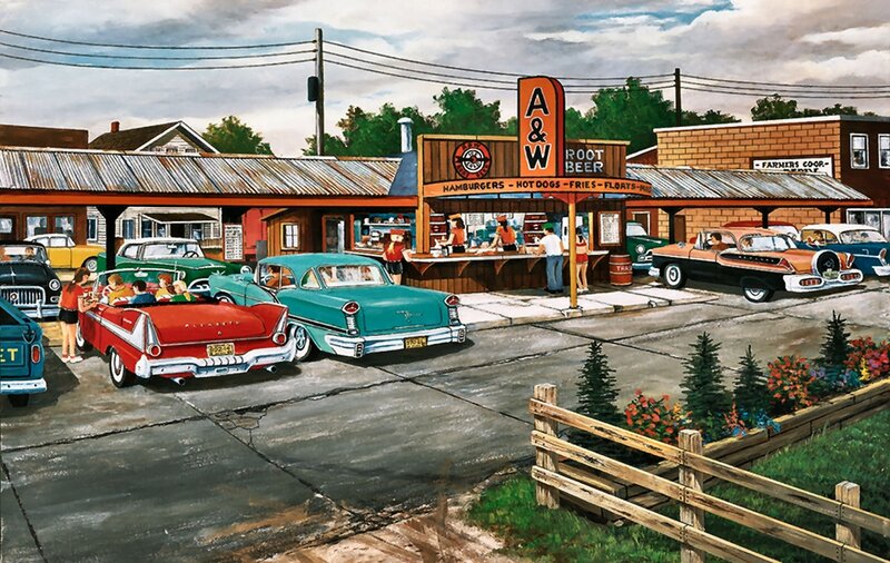 Diner with Vintage Cars