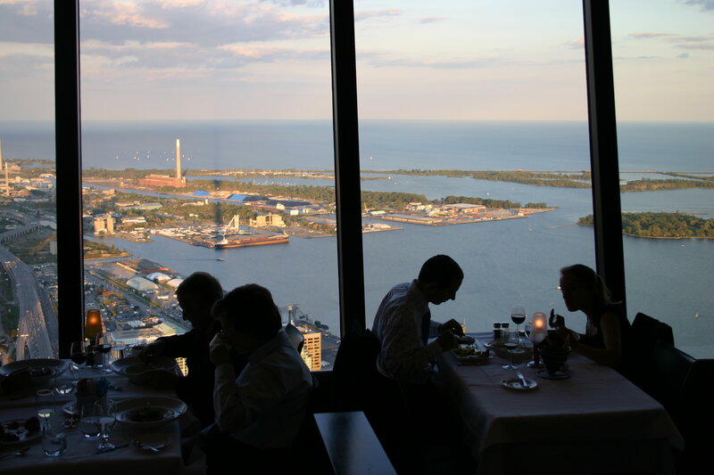 Diners in a High-rise Restaurant