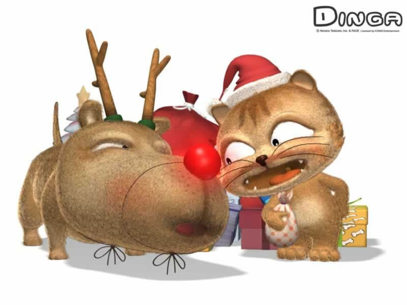 Dinga characters in Christmas scene
