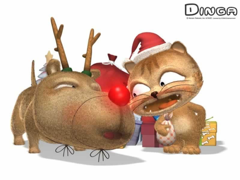 Dinga characters in Christmas scene