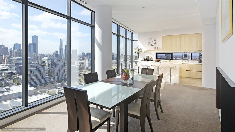 Dining Area with City View — White