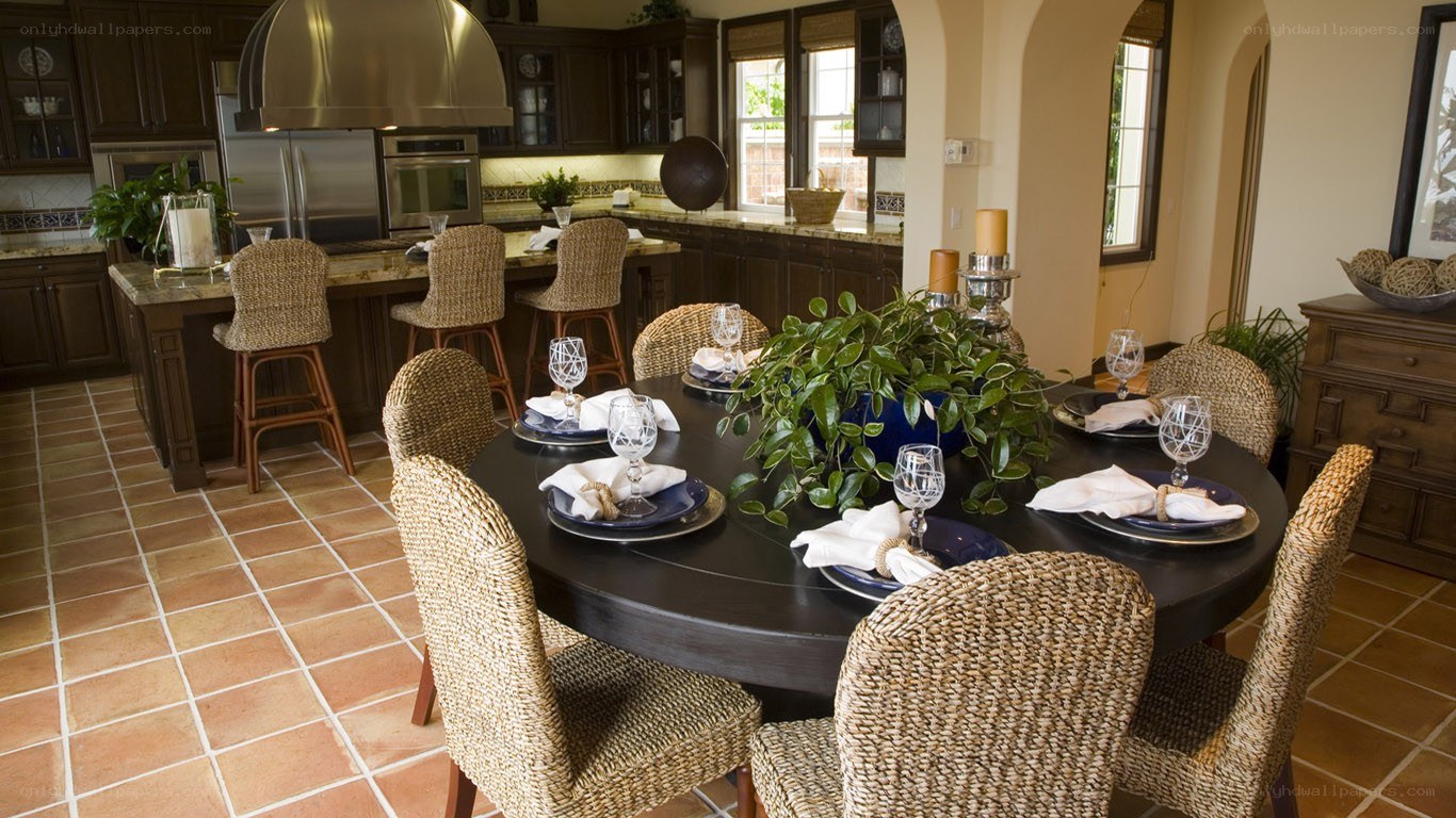 dining area with kitchen view