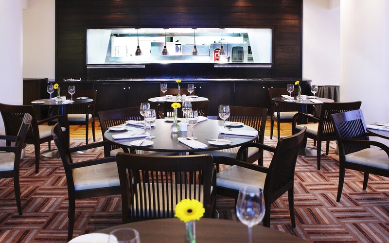 Dining Area with Tables — Brown