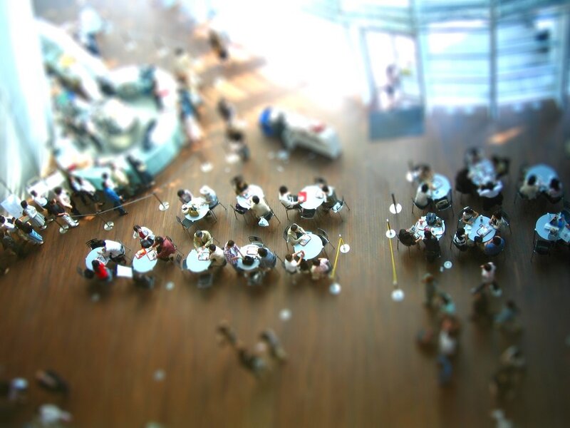 Dining area with tilt-shift effect
