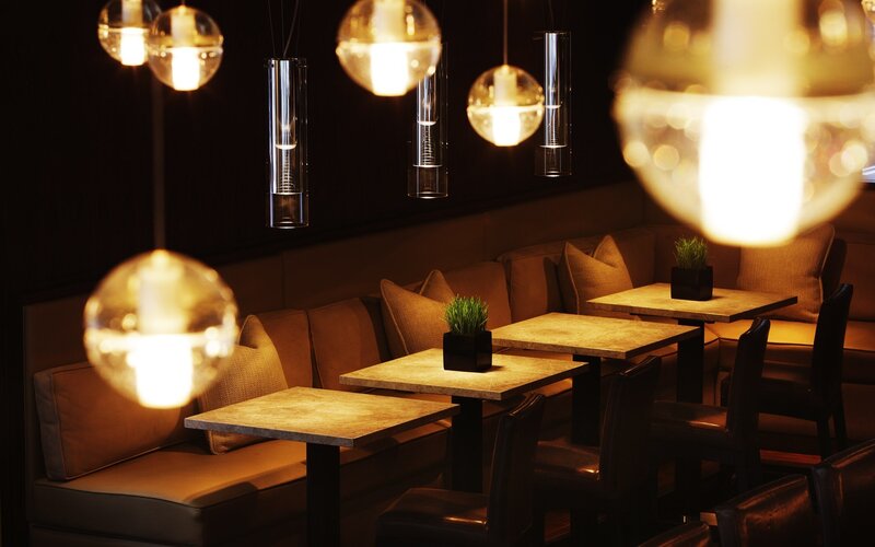 Dining Booth with Pendant Lights