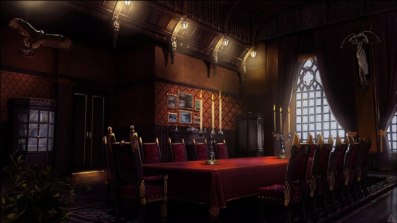 Dining Hall Interior — Brown, Dark