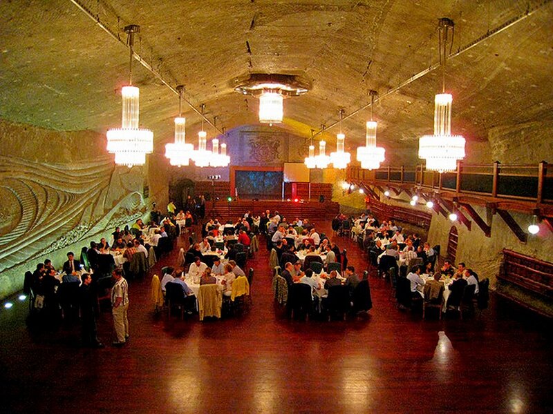 Dining Hall with Chandeliers