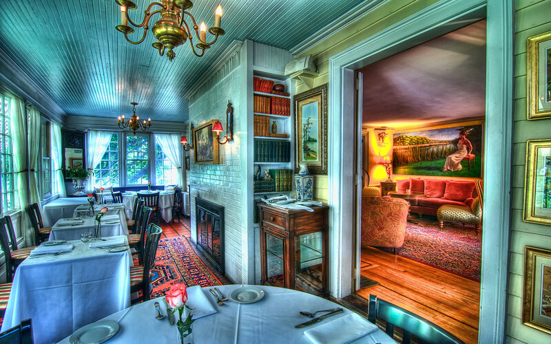 Dining Room Interior — Blue, Cozy, Afternoon