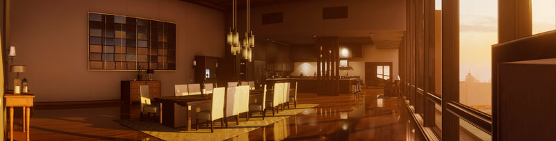 Dining Room Interior — Brown, Warm, Sunset