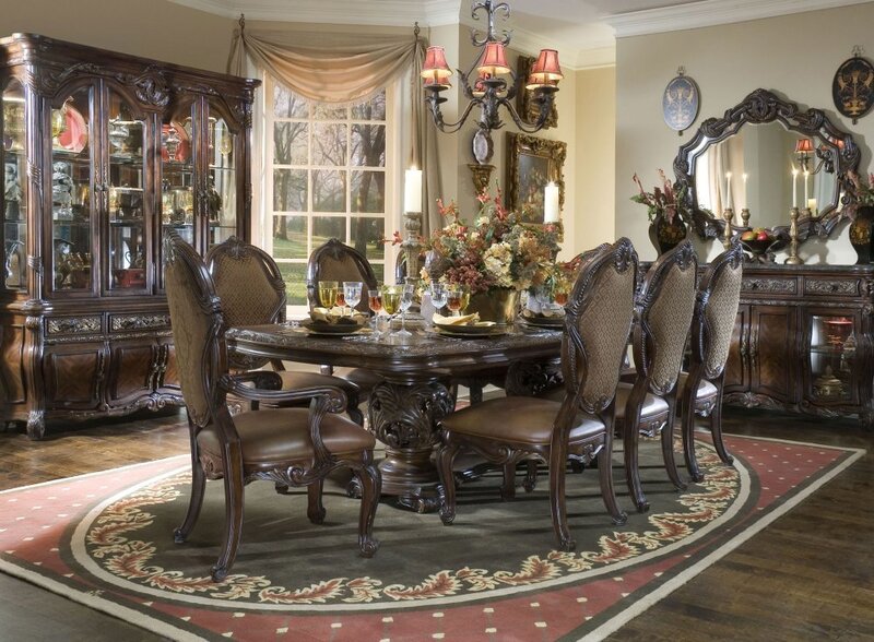 Dining Room Set — Brown, Formal, Afternoon, Photograph, Chandelier
