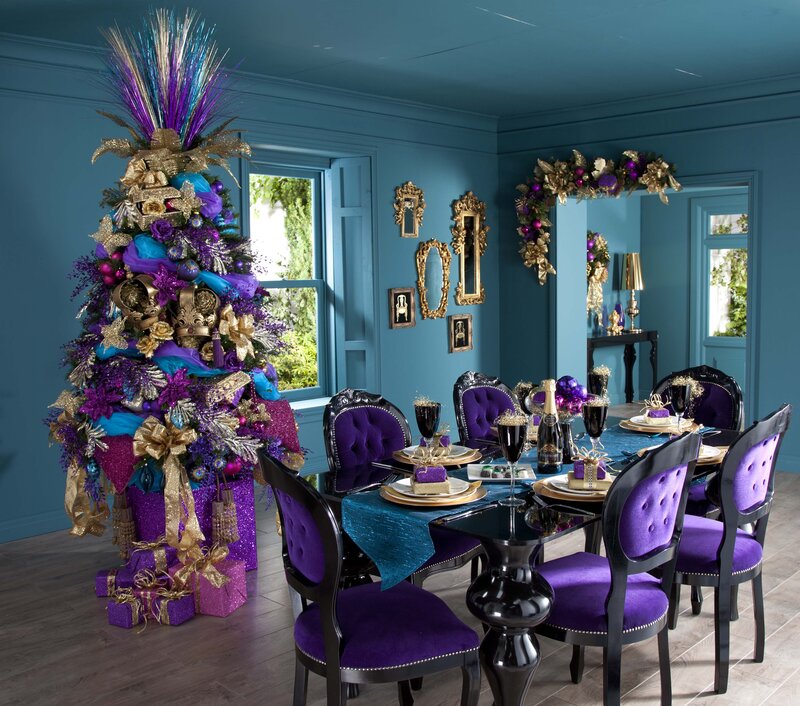 Dining Room with Christmas Tree — Purple