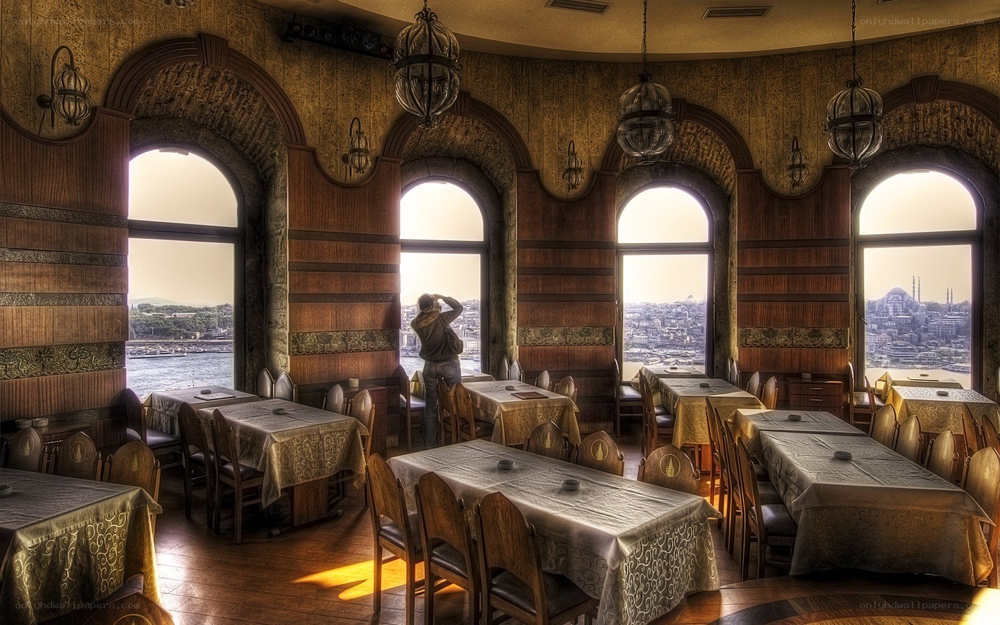 Dining room with city view