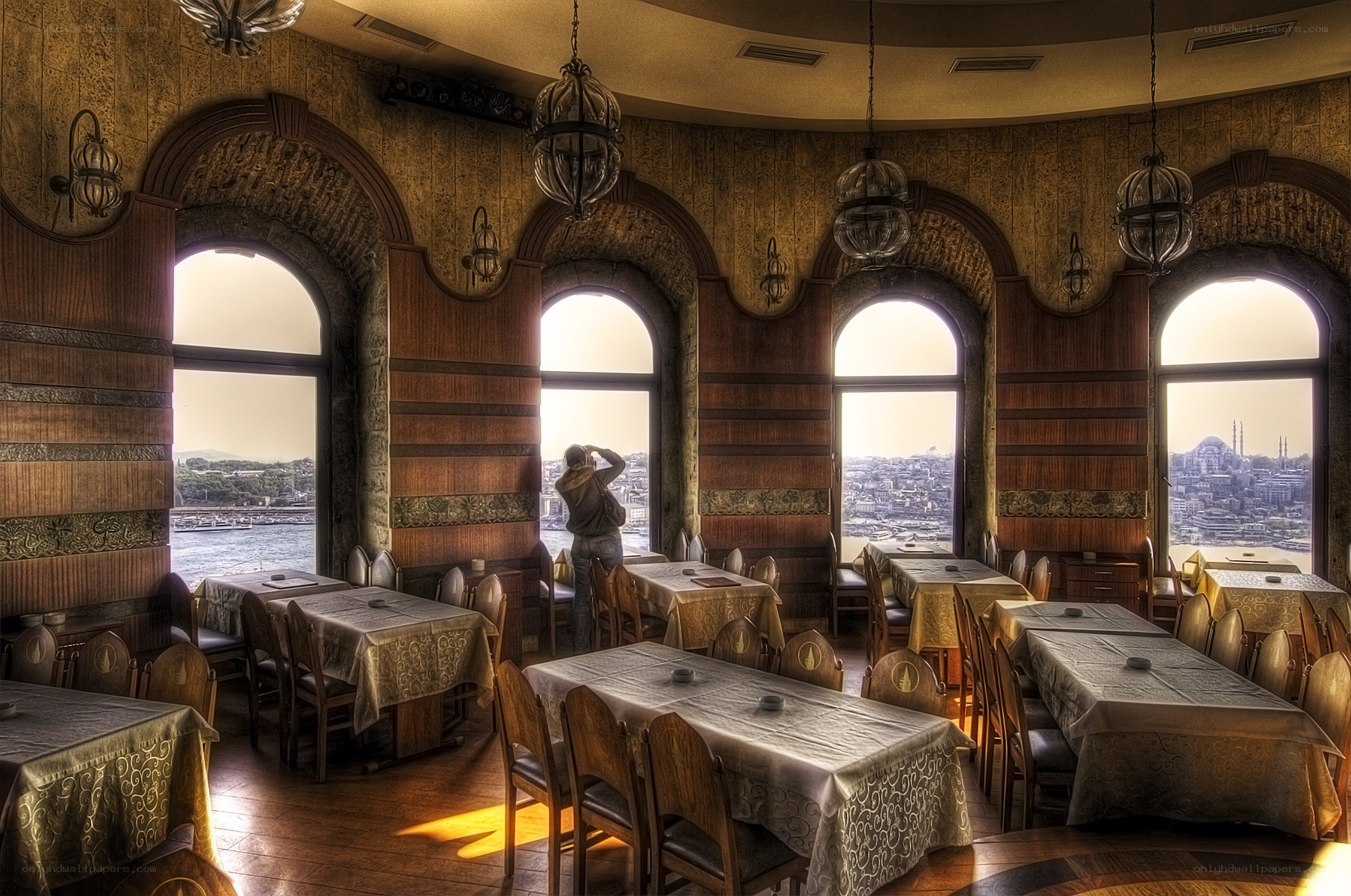 Dining room with city view