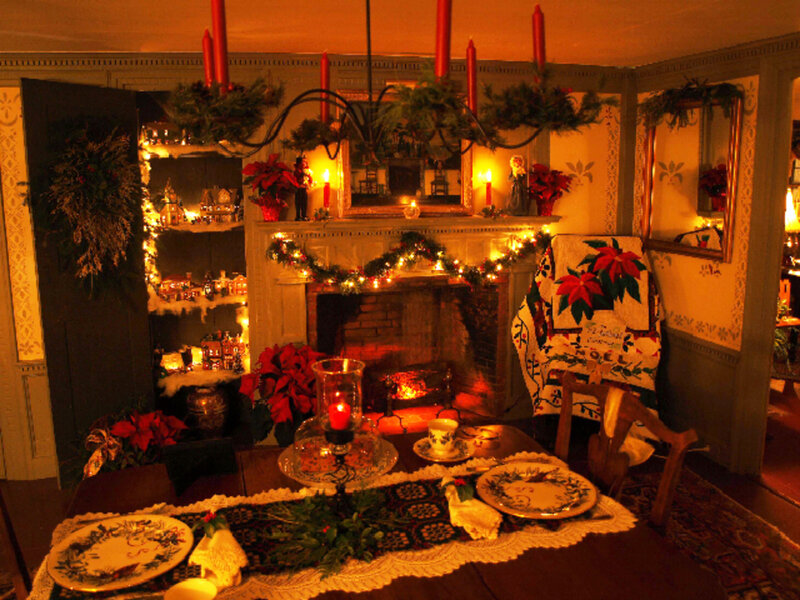 Dining Room with Fireplace — Red, Cozy