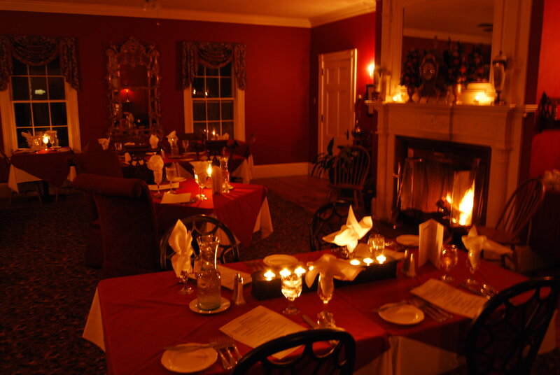 Dining Room with Fireplace — Red