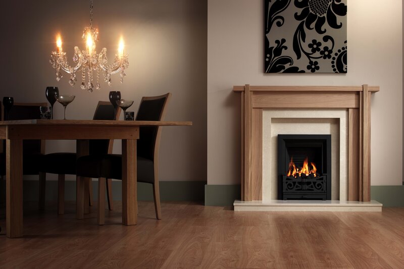Dining room with fireplace