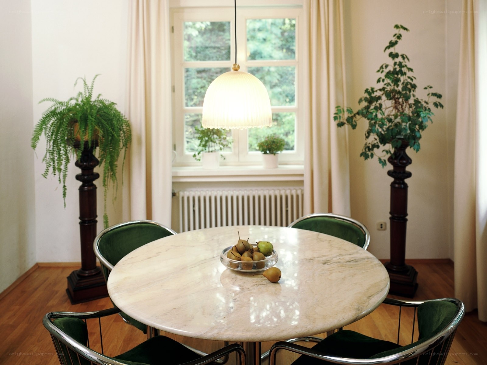 Dining room with marble table