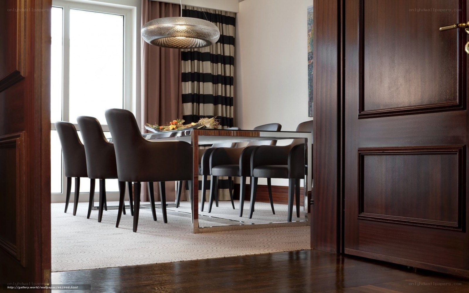 Dining room with modern chandelier
