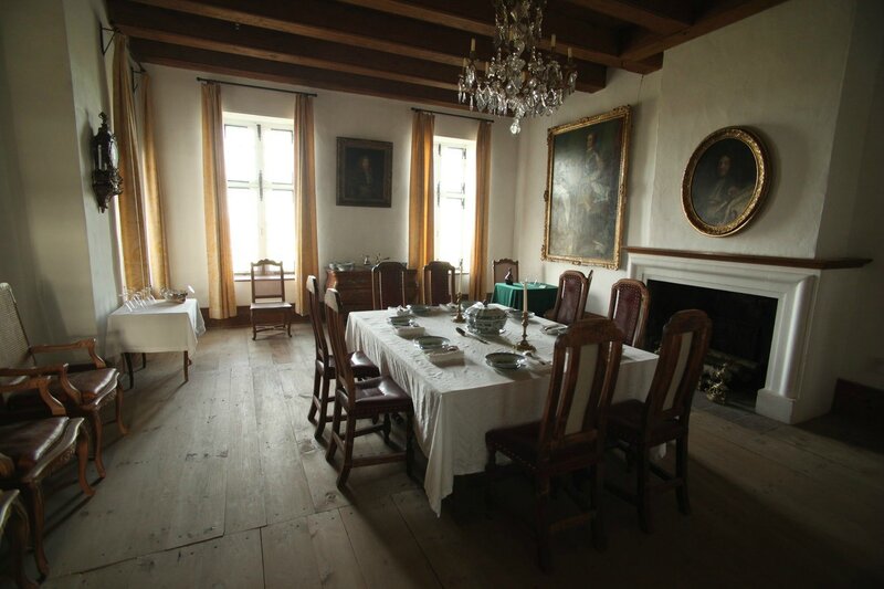 Dining room with portrait gallery
