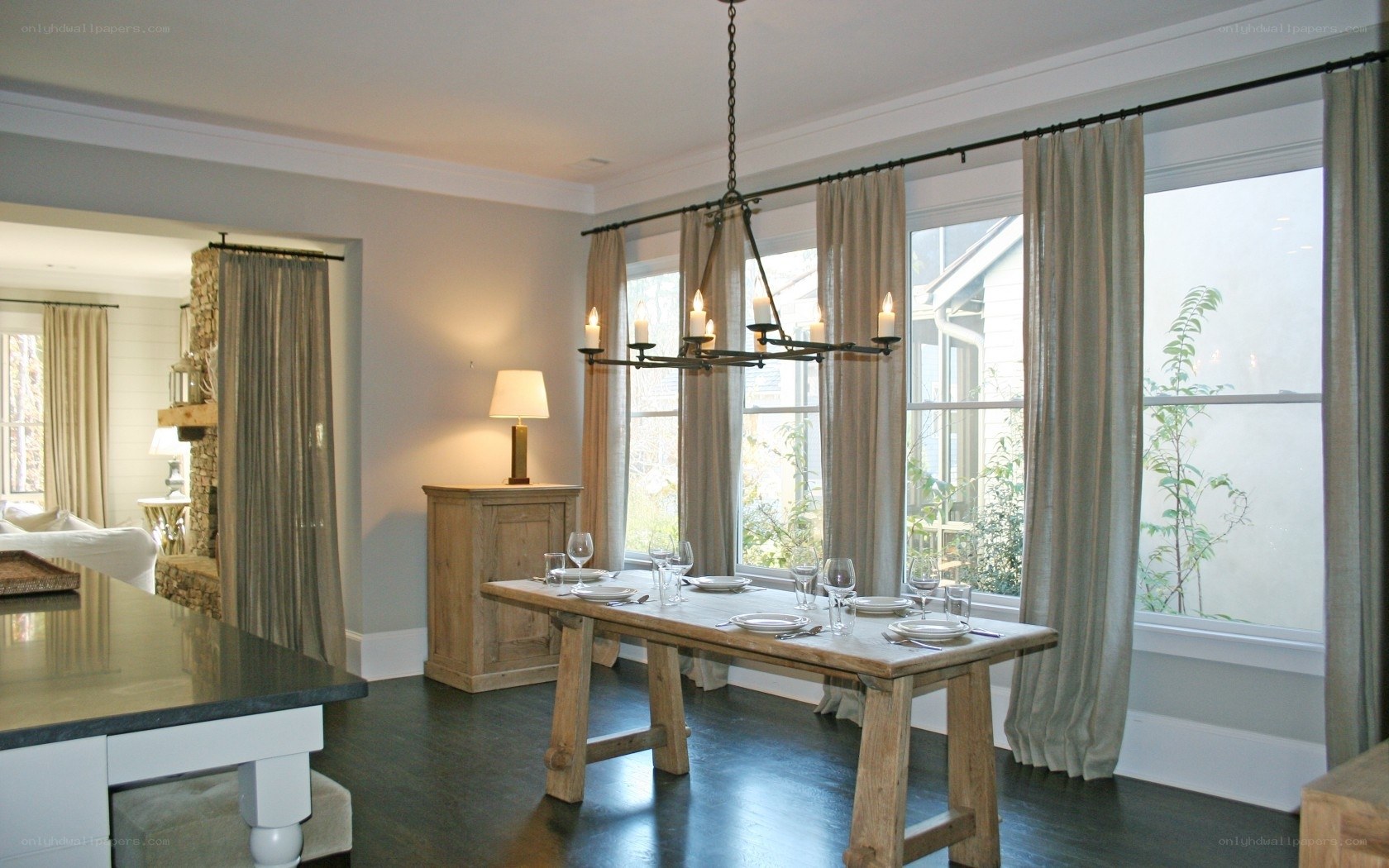 Dining room with rustic table