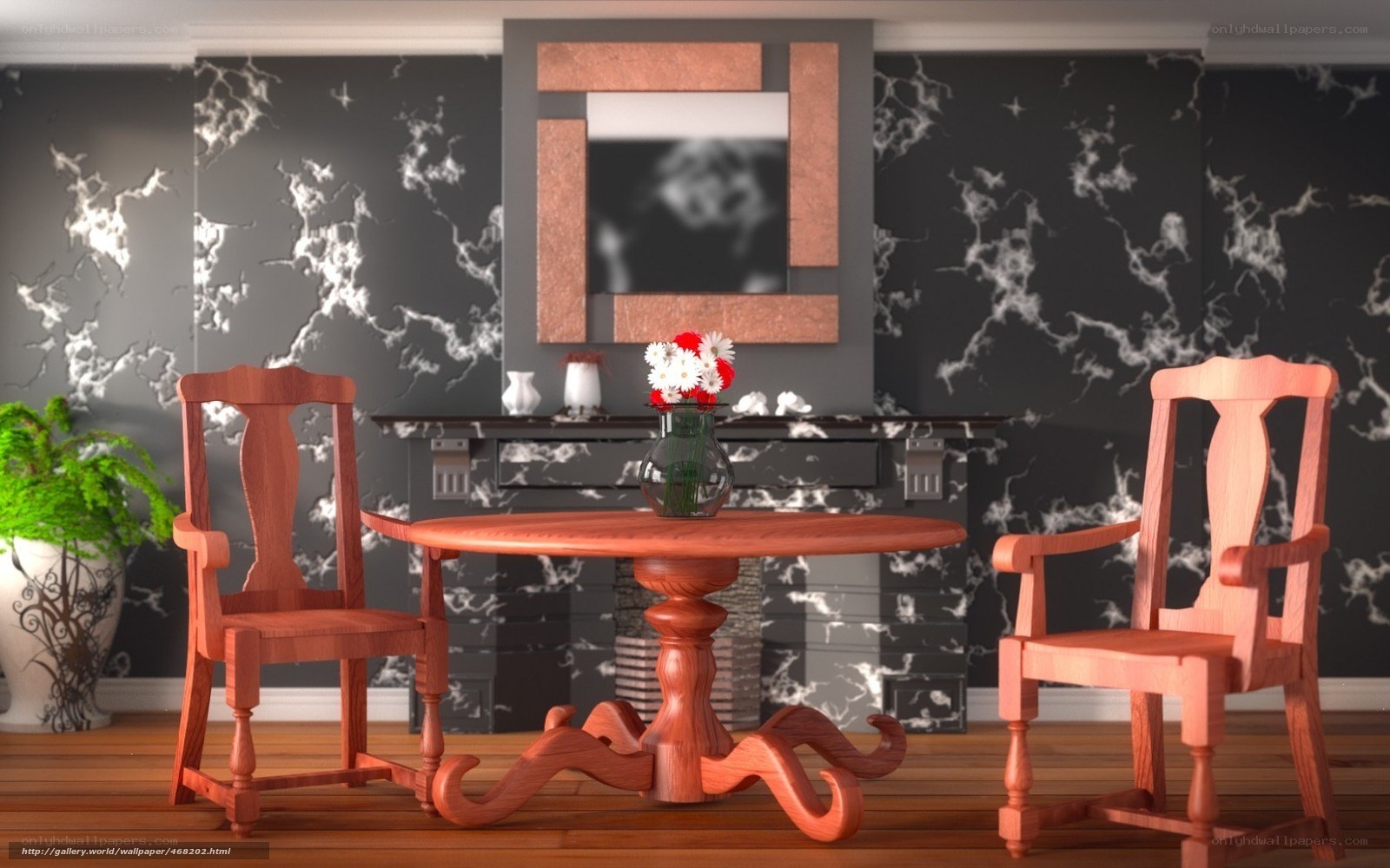 Dining room with wooden table