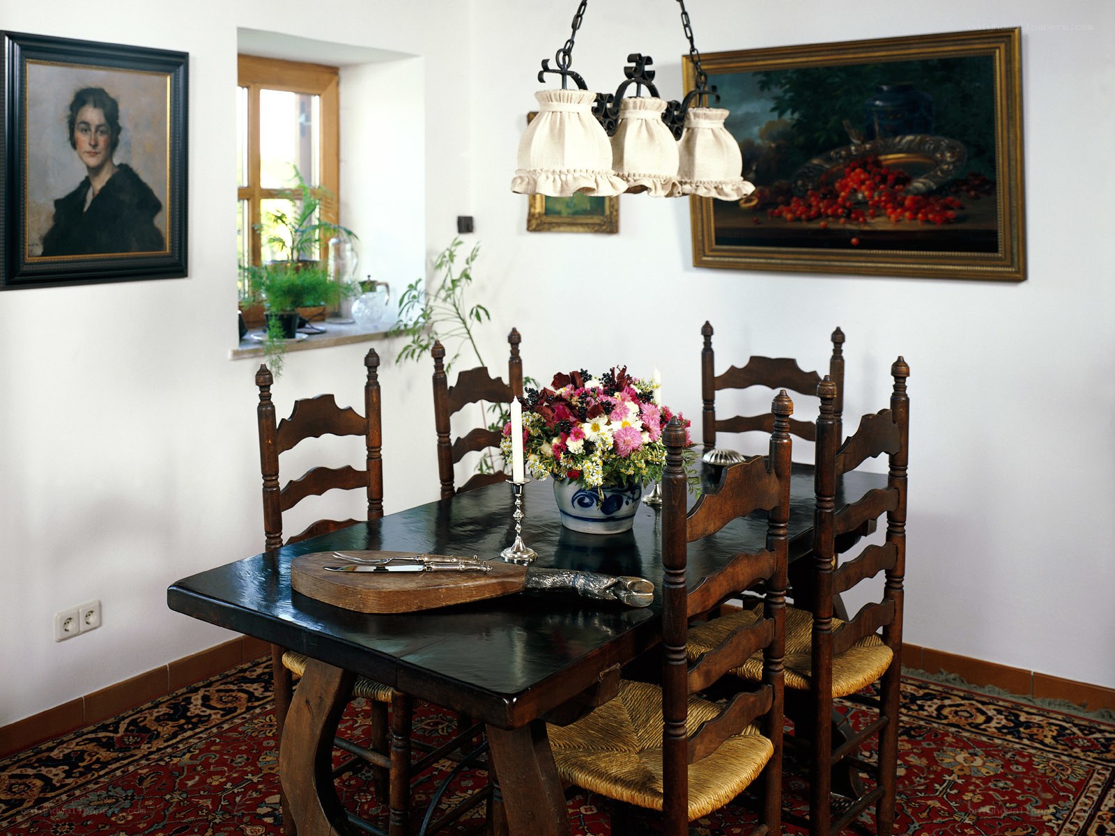Dining room with wooden table