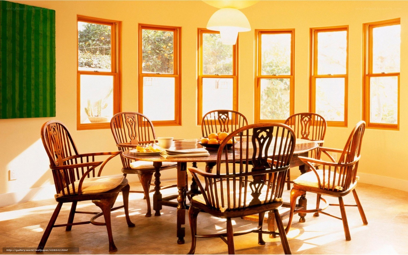 Dining room with wooden table and chairs