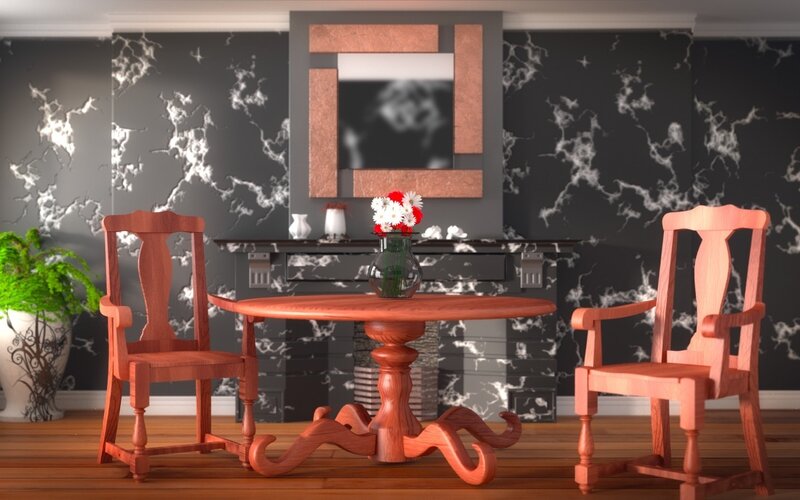Dining room with wooden table