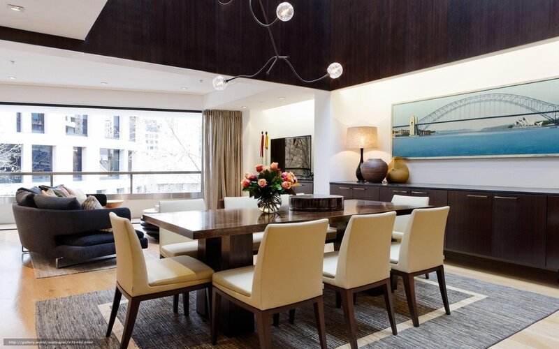 Dining Table in Living Room — Brown, Modern, Afternoon