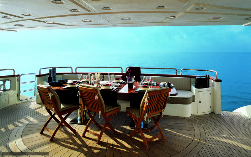 Dining Table on Yacht Deck — Blue
