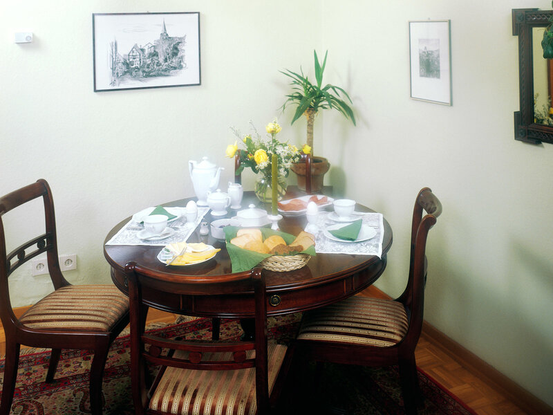 Dining table set for breakfast