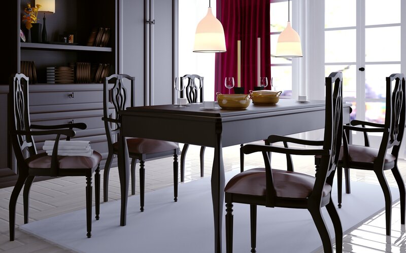 Dining Table with Chairs — Black