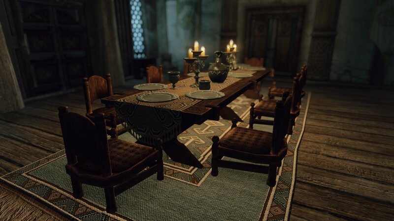 Dining Table with Chairs — Brown, Dim