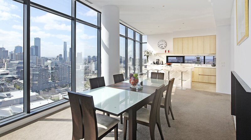 Dining Table with City View — White
