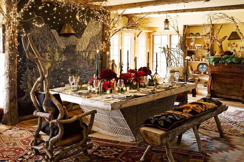 Dining Table with Decorations — Brown