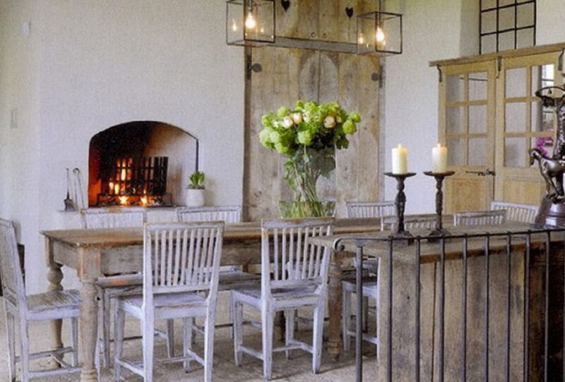 Dining Table with Fireplace — White