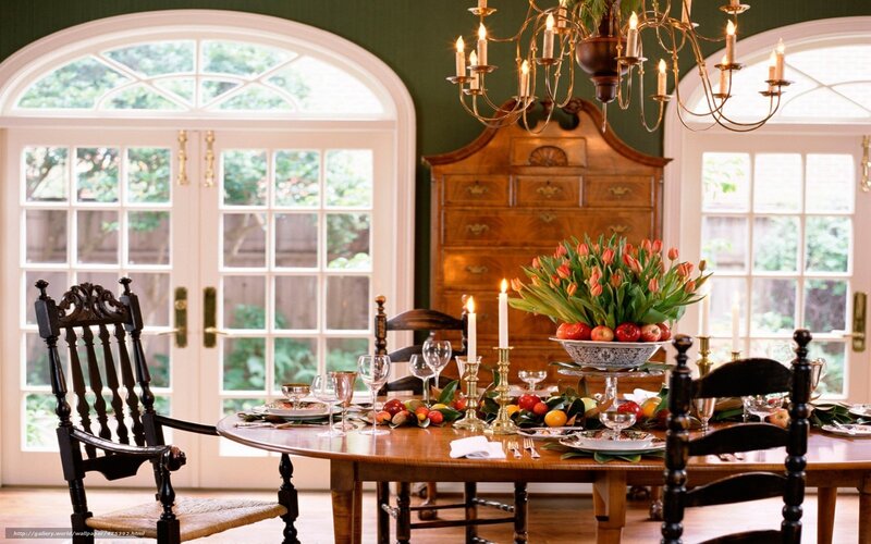Dining Table with Flowers — Brown
