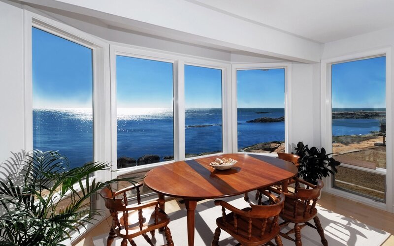 Dining Table with Ocean View — Blue, Serene, Afternoon, Photograph