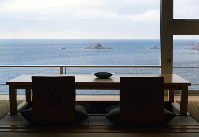 Dining Table with Ocean View — Blue, Serene, Afternoon