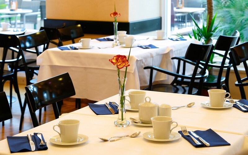 Dining table with tea service