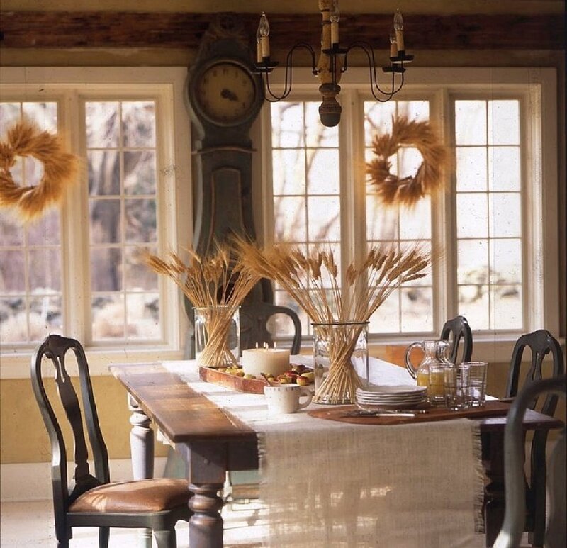 Dining Table with Wheat Decor