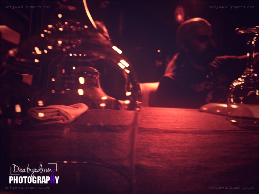 dinner at a dimly lit restaurant