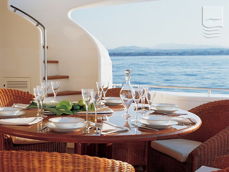 Dinner on a yacht deck