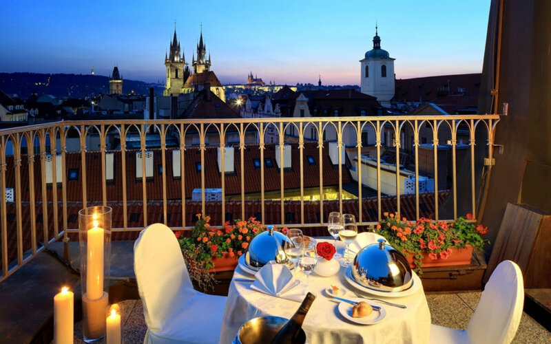 Dinner on Balcony — Blue