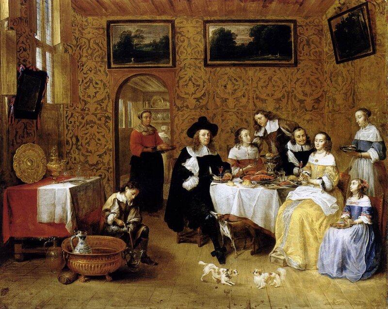 Dinner party in a Dutch interior