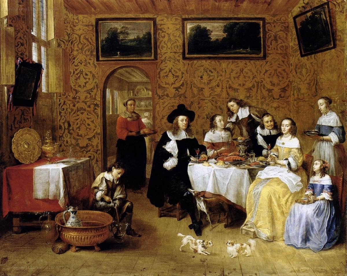 Dinner party in a Dutch interior