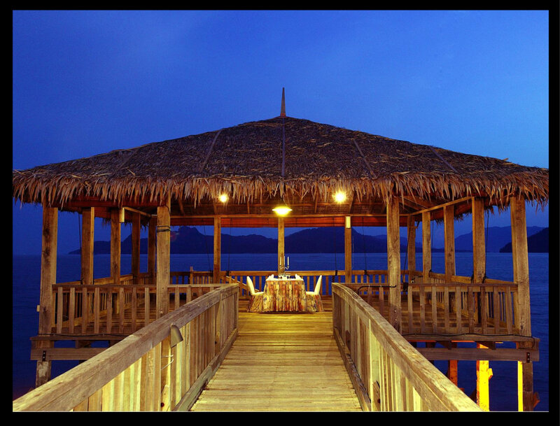 Dinner pavilion over water