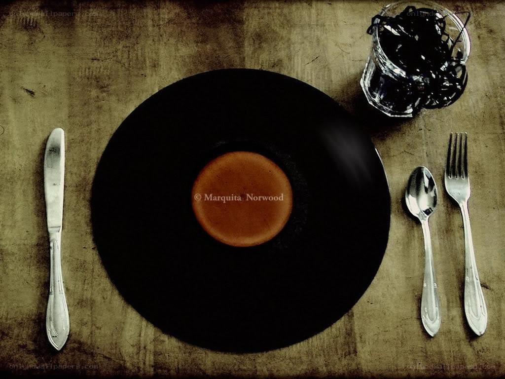 Dinner setting with vinyl record